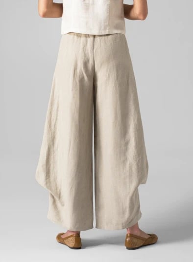 Cotton And Linen Flared Trousers