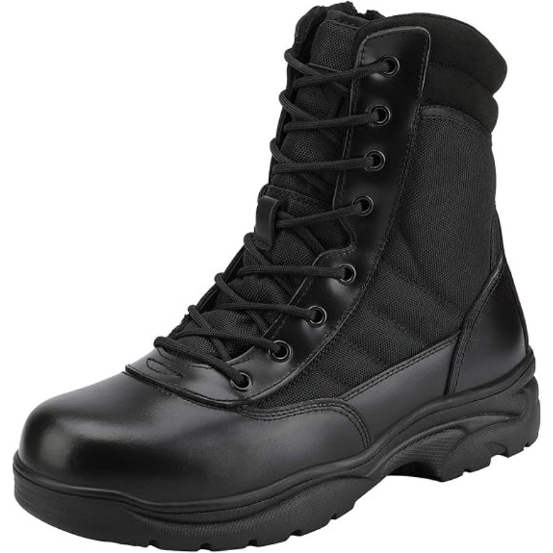 Men's Leather Side Zipper Military Tactical Motorcycle Combat Trooper Boots