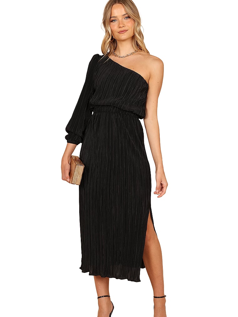Petal & Pup Ponte One Shoulder Pleated Midi Dress