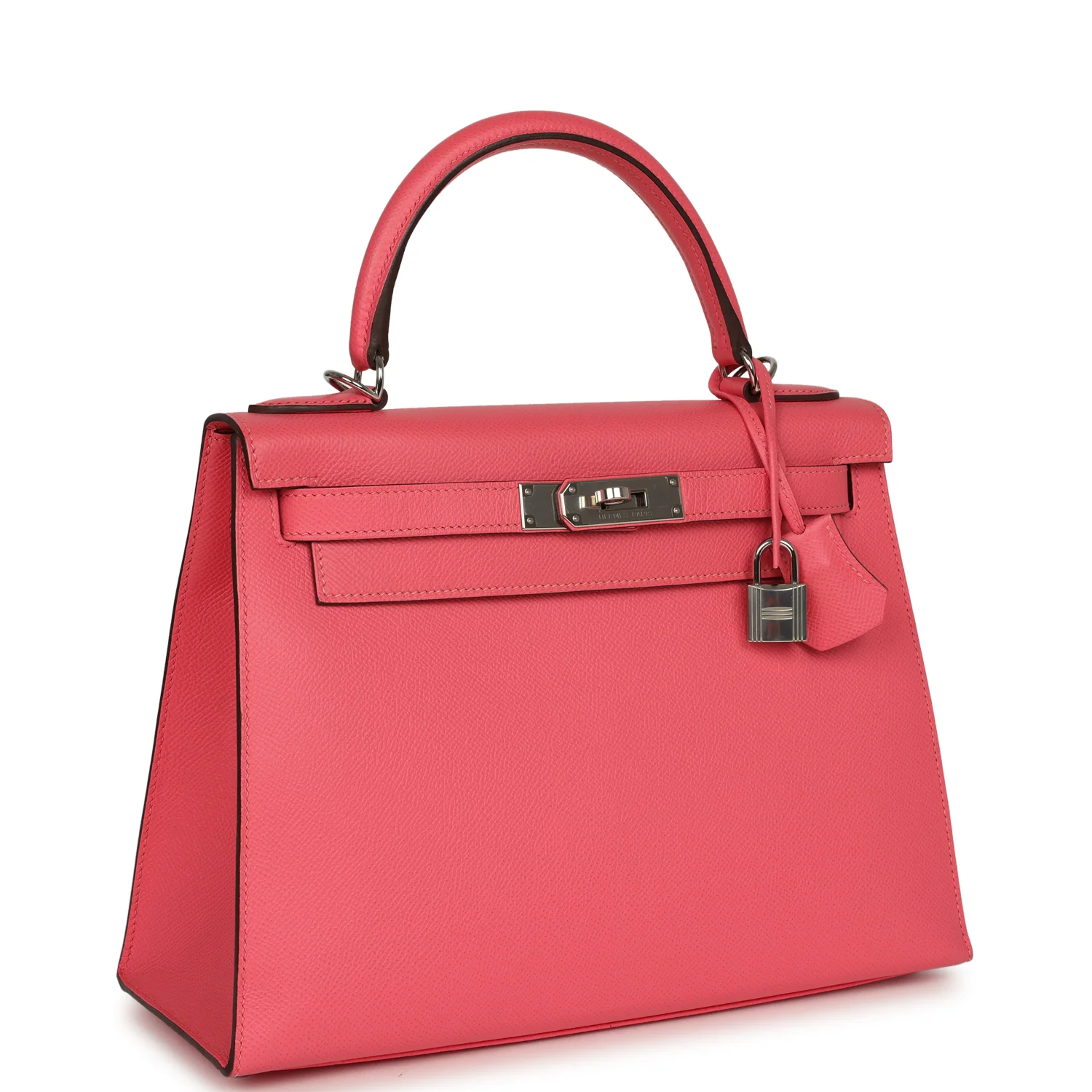 HERMÈS Kelly Sellier 28 Rose Azalee Epsom Palladium Hardware