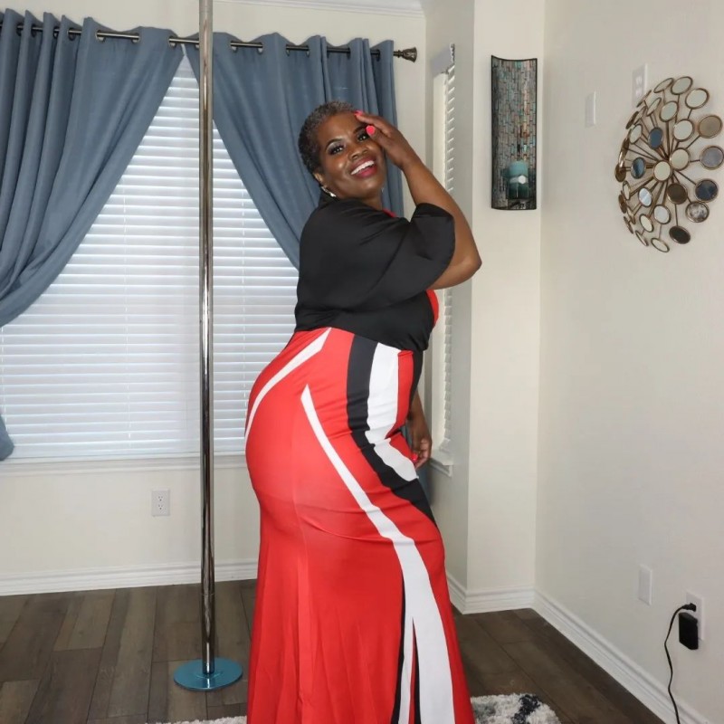 Geometric Print Red V Neck Maxi Dress