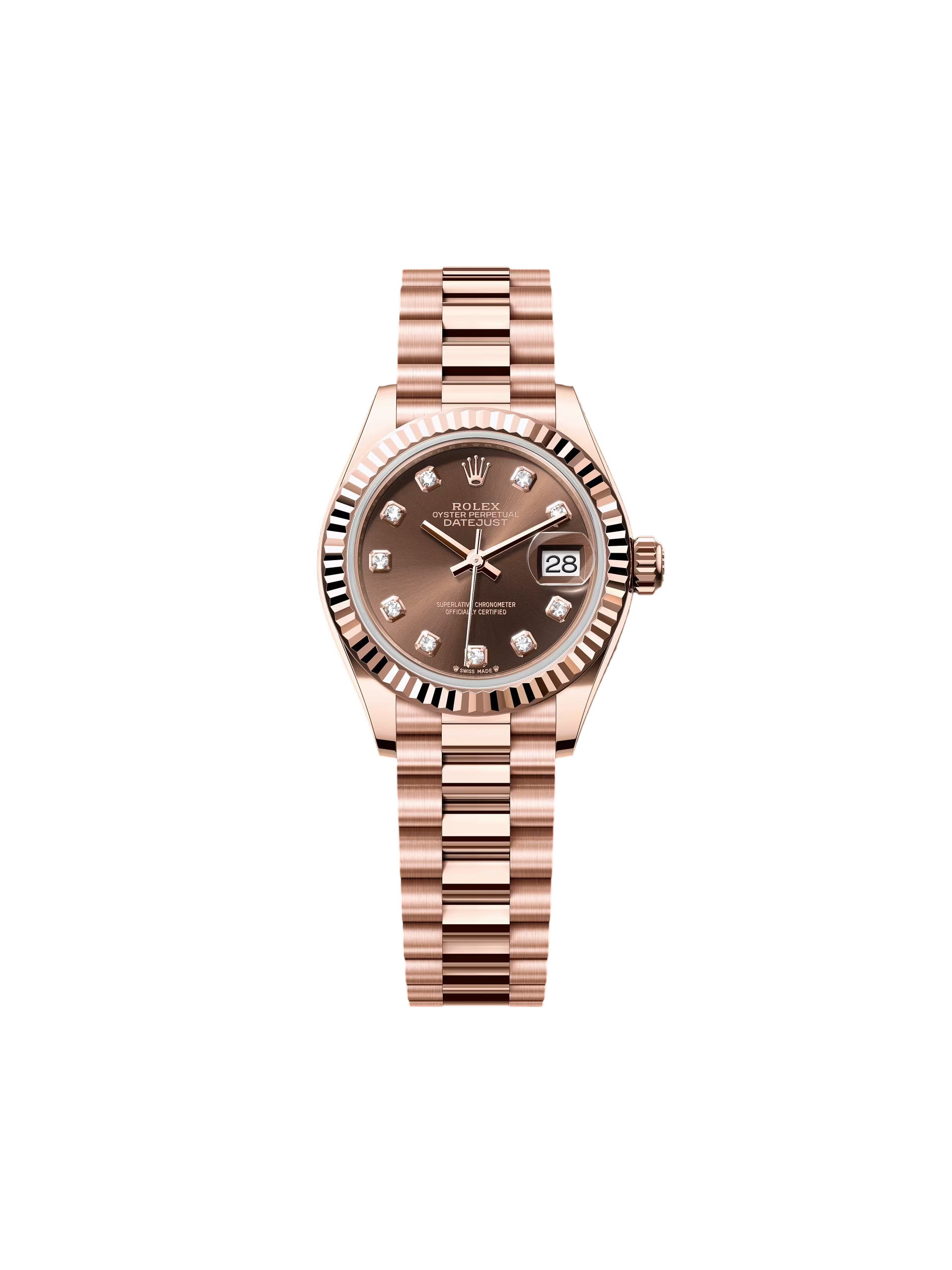 RLX Lady-Datejust 31mm 279175 Chocolate Diamond-Set Dial President Everose Gold