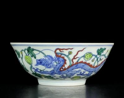 Chenghua Signed Old Chinese Doucai Bowl W/crane N955
