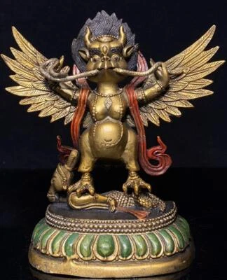17.5CM Old Chinese Bronze Statue Garuda CK407