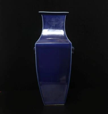 43.5CM Kangxi Signed Antique Chinese Blue Glaze Vase