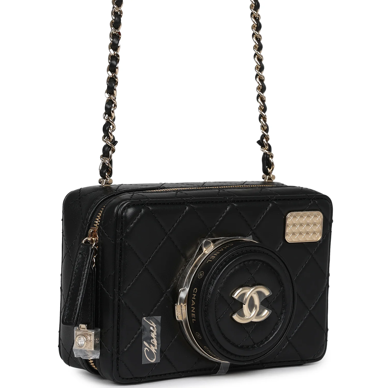Chanel Coco Click Camera Bag Black Lambskin Light Gold Hardware