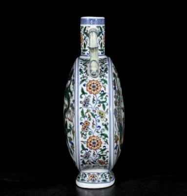 32CM Qianlong Signed Old Chinese Doucai Vase W/dragon N3650