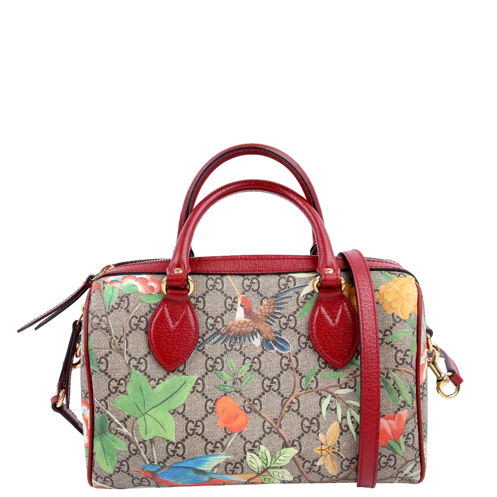 GUCCI 409529 GG Tian Boston Bag Small Red
