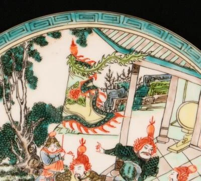 Old Kangxi Signed Chinese Wucai Ink Box W/lady N1519