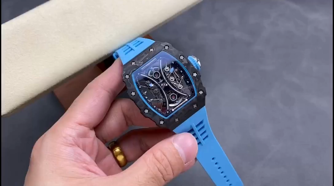 【7A Quality】Richard Mille RM 53-01 Tourbillon Pablo Mac Donough Blue Rubber Strap