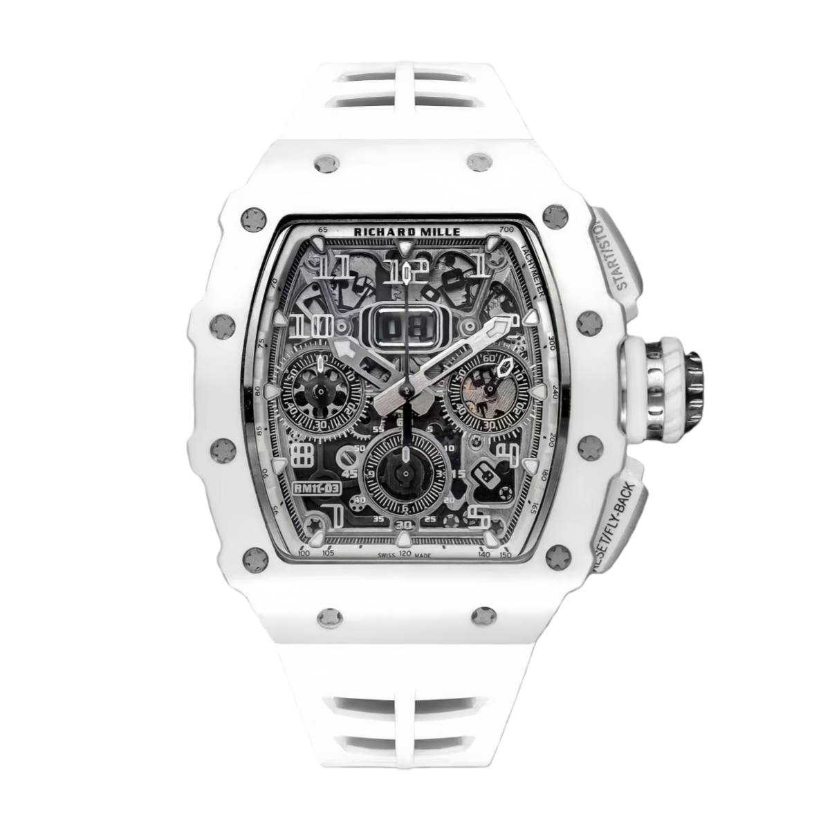 【7A Quality】Richard Mille RM 11-03 Titanium Automatic Flyback Chronograph White