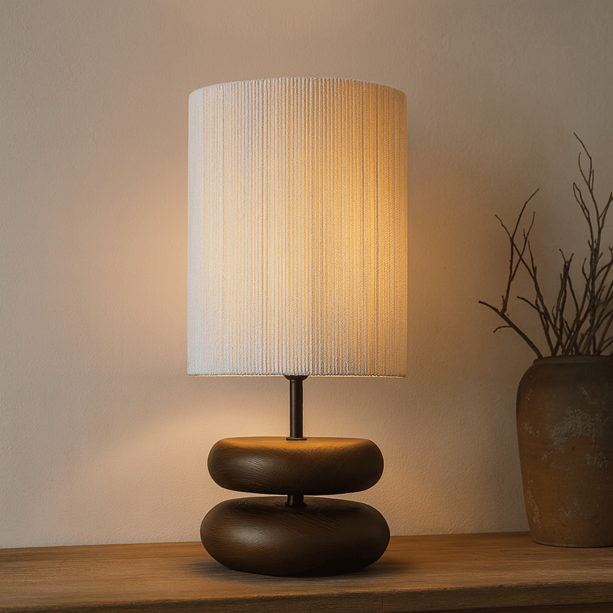 Solid Walnut Wood Table Lamp