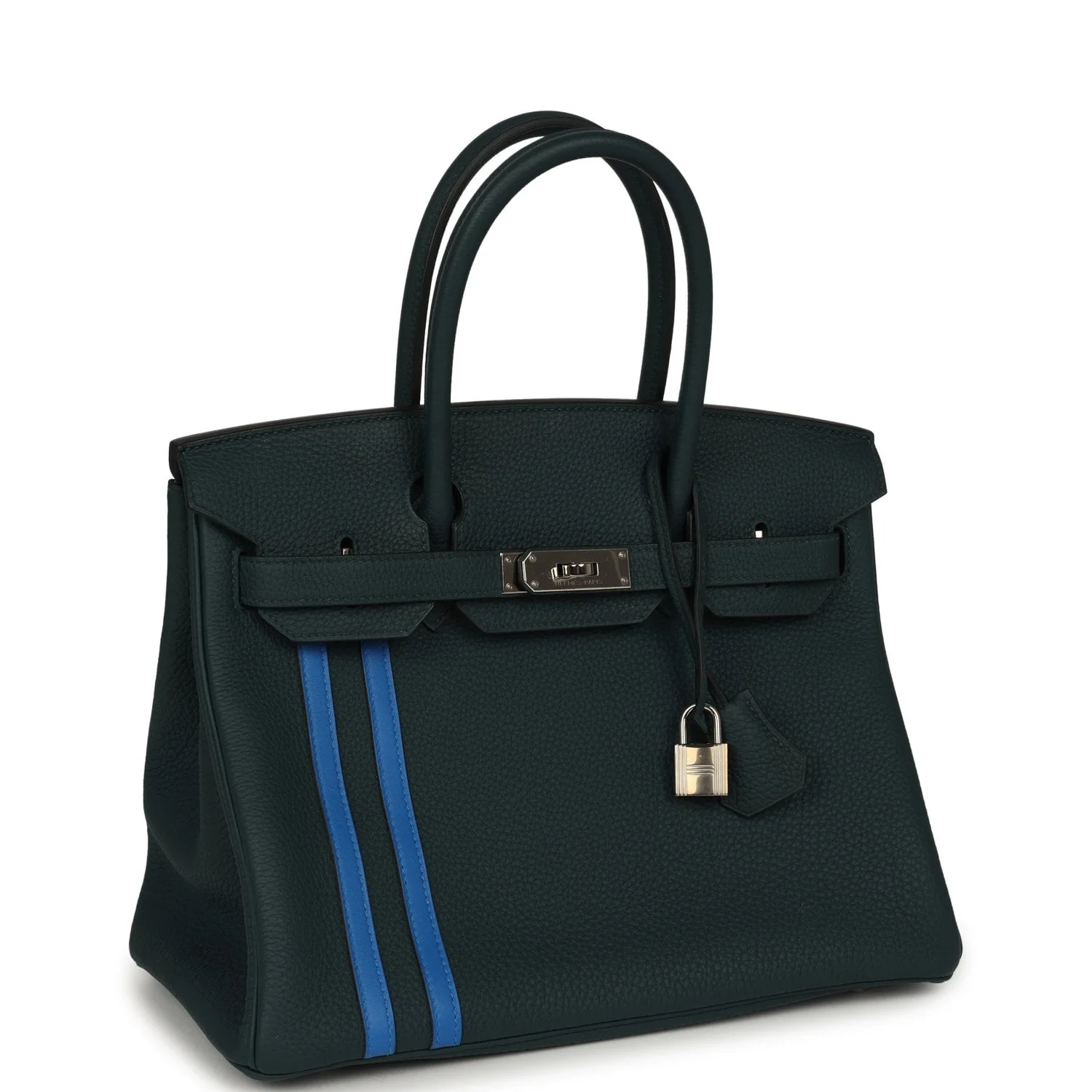 HERMÈS Officier Birkin 30 Vert Cypress, Bleu Zellige Togo Palladium Hardware