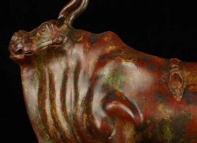31CM Old Chinese Bronze Statue w/cow N1762