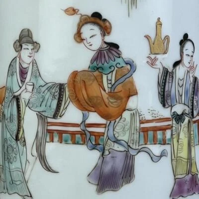 Tongzhi Signed Old Chinese Famille Rose Brush Pot W/lady Q130