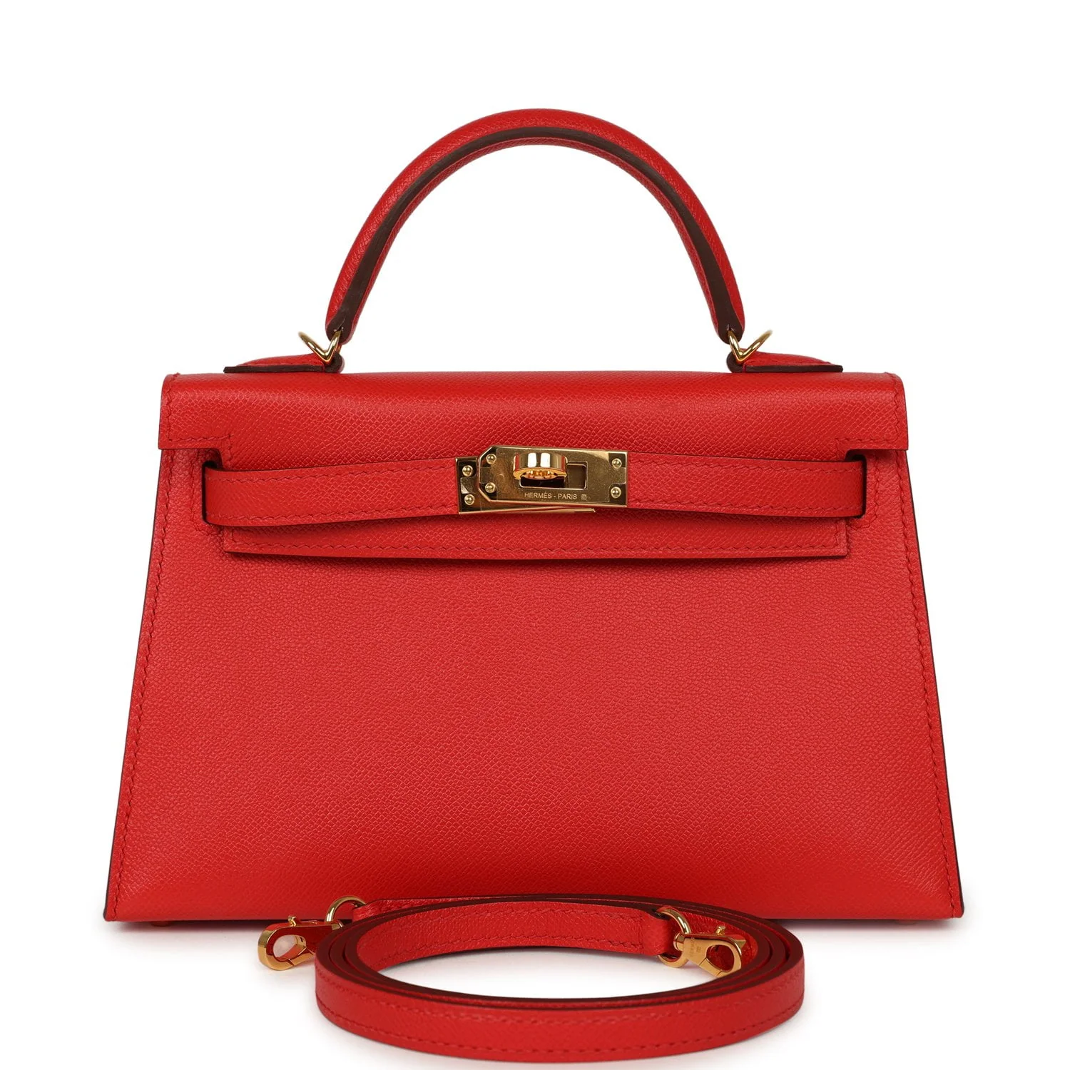 HERMÈS Kelly Sellier 20 Rouge De Coeur Madame Gold Hardware