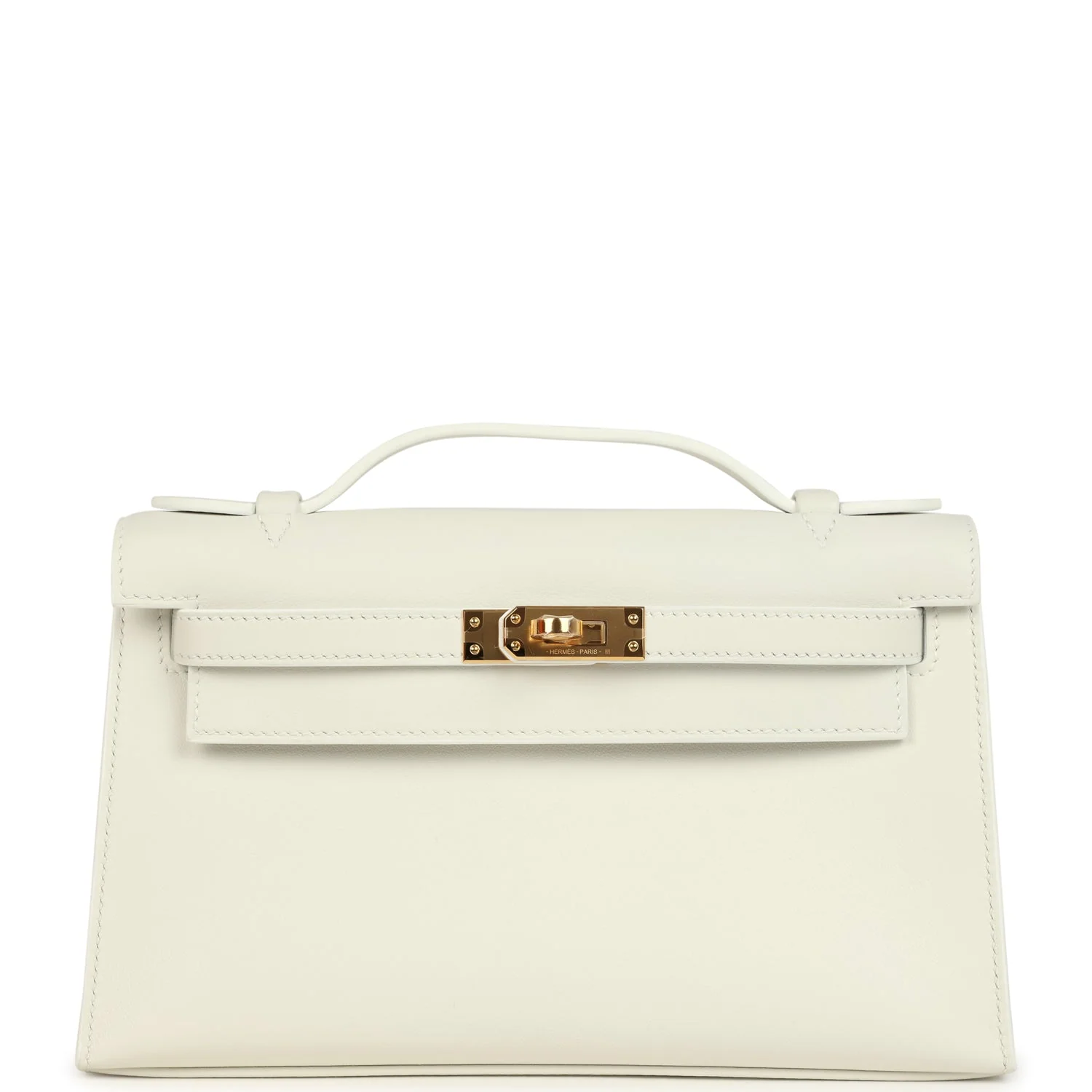 HERMÈS Kelly Pochette White Swift Gold Hardware