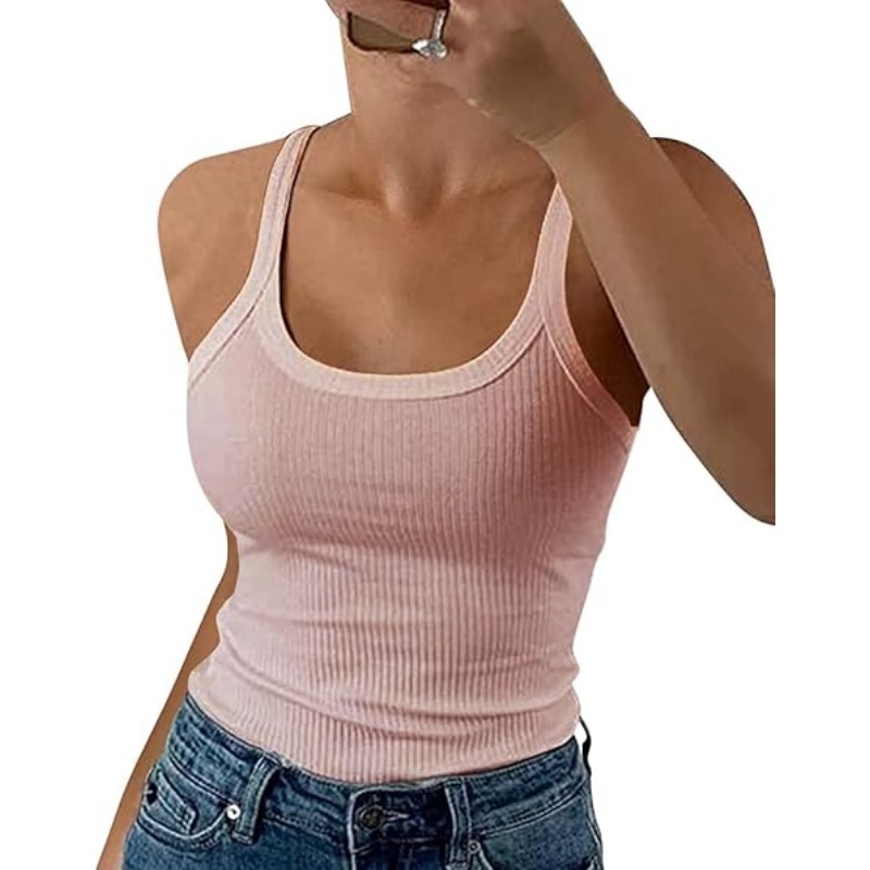 Women Ribbed Spaghetti Strap Camisole Tank Tops