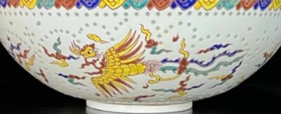 33CM Chenghua Signed Old Chinese Doucai Bowl W/dragon N1206