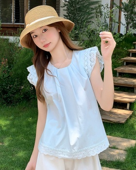 Round neck shirt sleeveless doll shirt for women