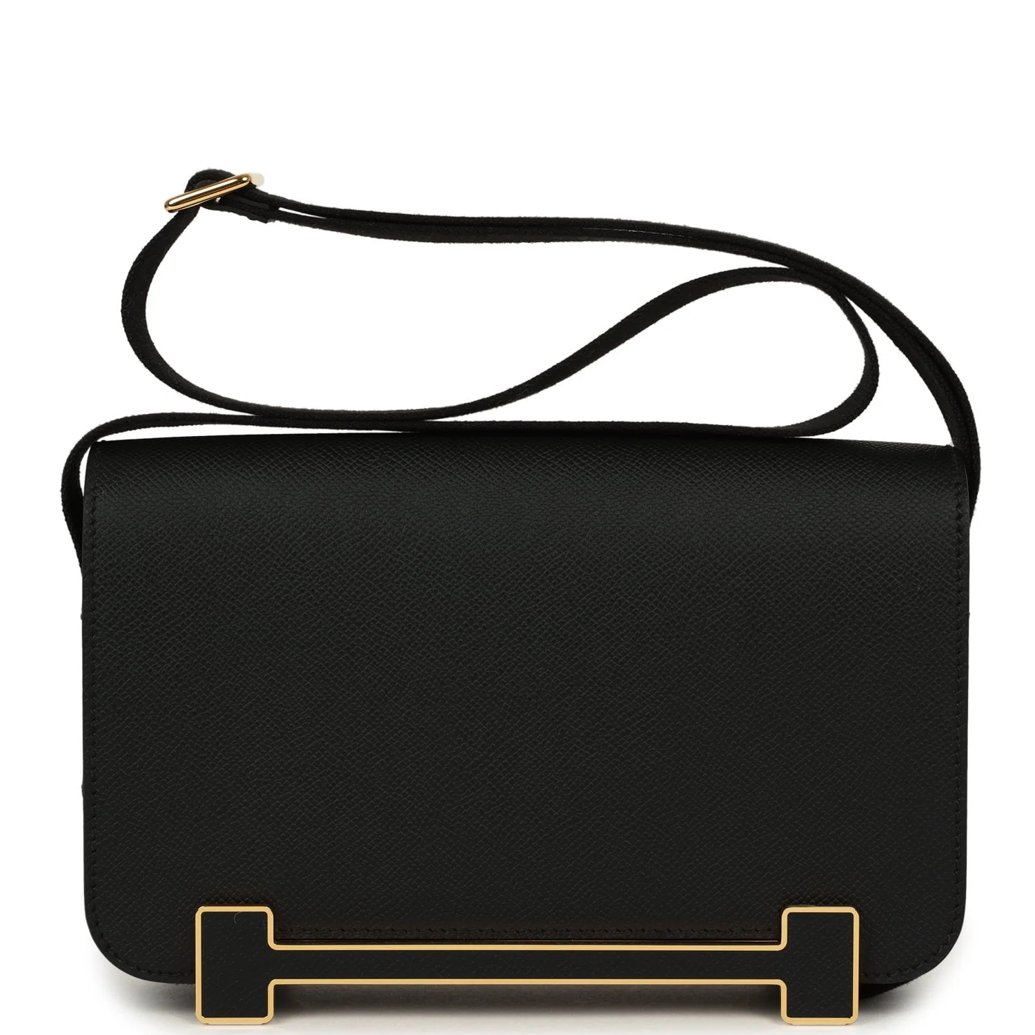HERMÈS Geta Slim Bag Black Epsom Gold Hardware