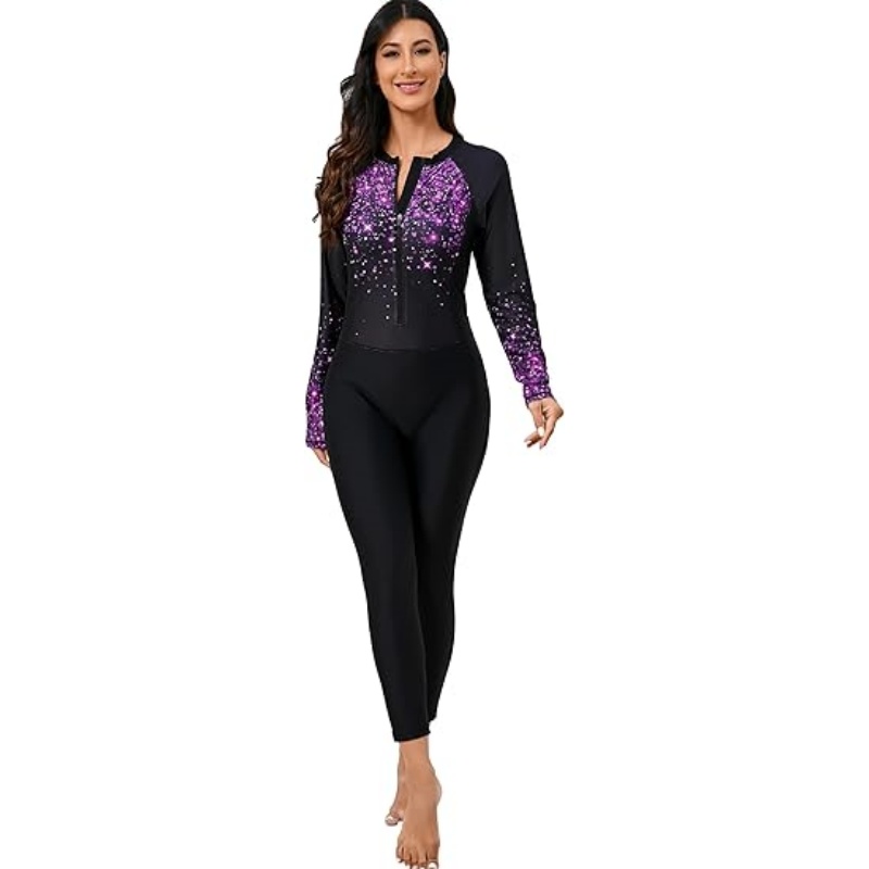 Women's Long Sleeve Full Body One Piece Rash Guard Swimsuit