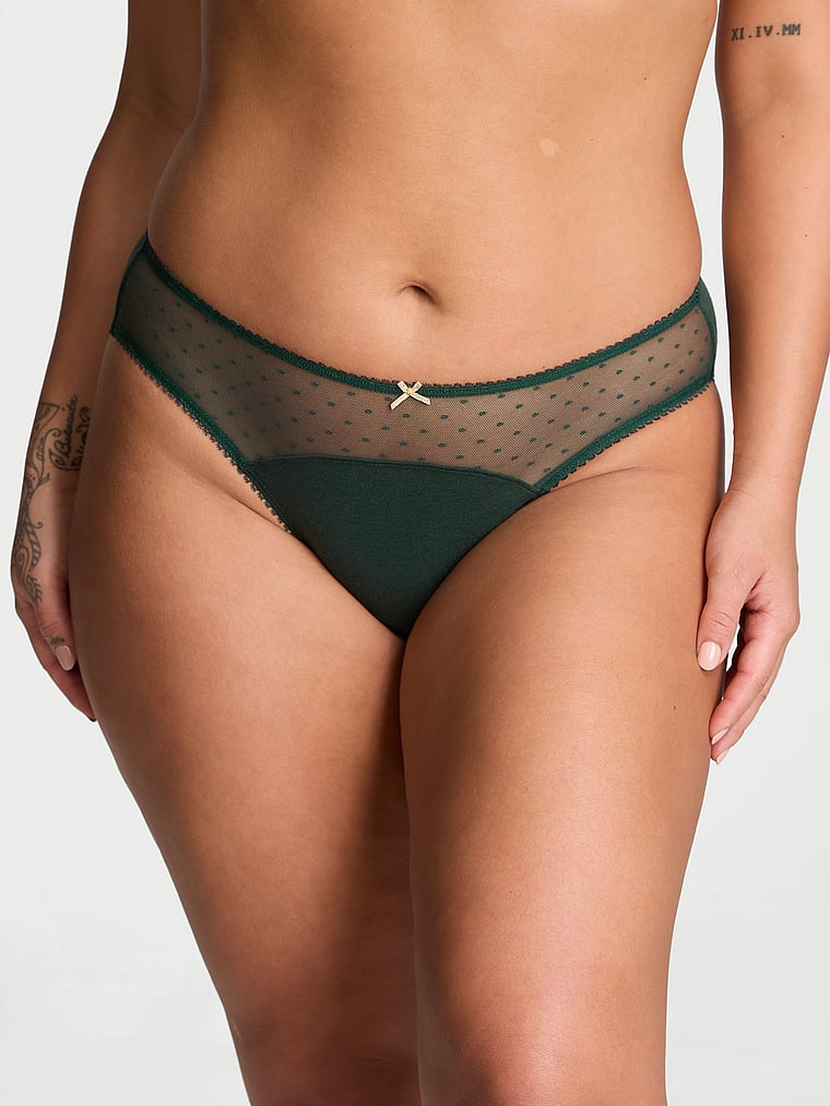 Victoria's Secret Stretch Cotton Dot Mesh Bikini Panty Smooth