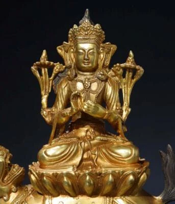 22CM Old Chinese Copper Gilding Statue Buddha N268