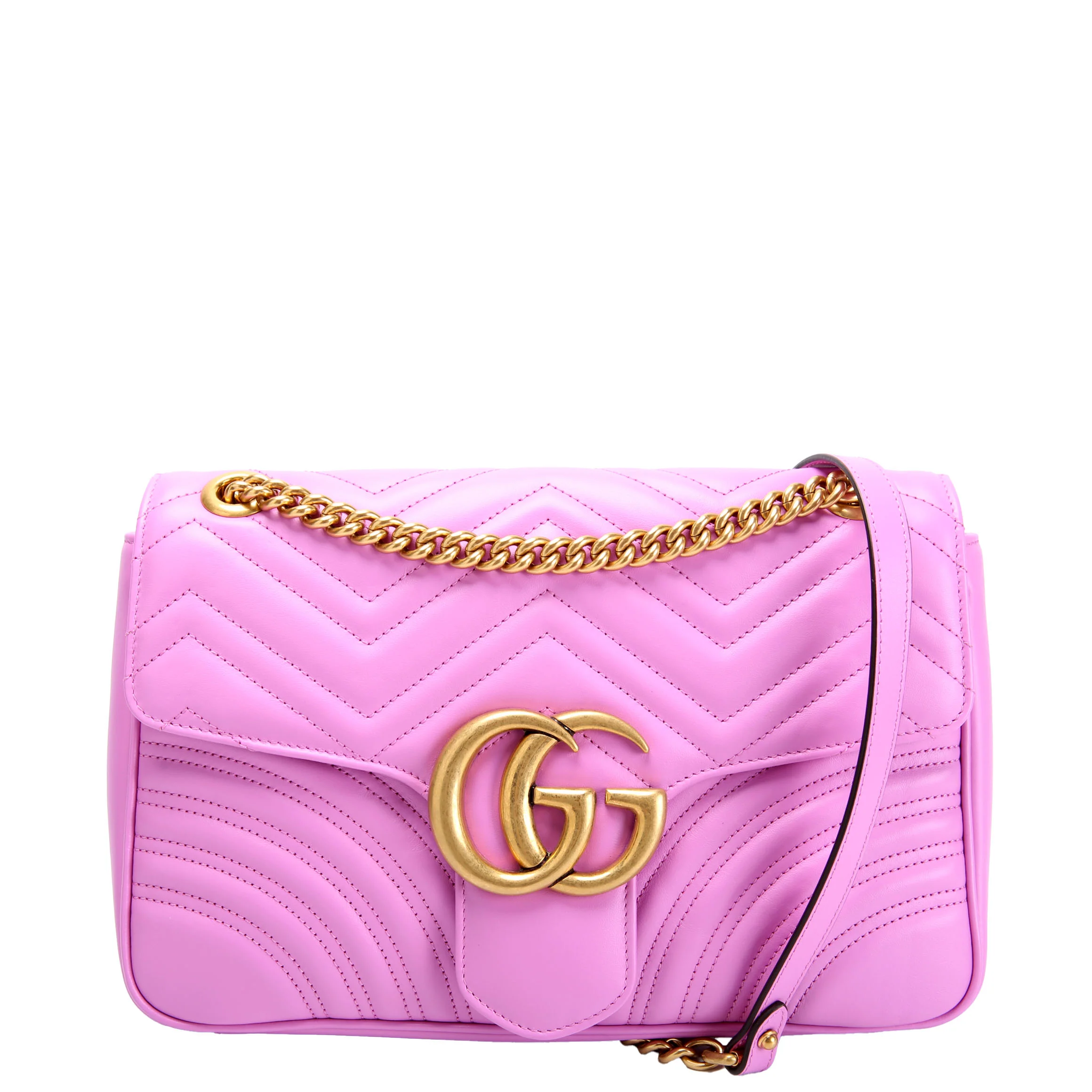 GUCCI 443496 Marmont Leather Shoulder Large Flap Purple