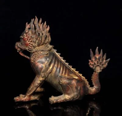 26CM Old Chinese Bronze Statue Kylin N1602