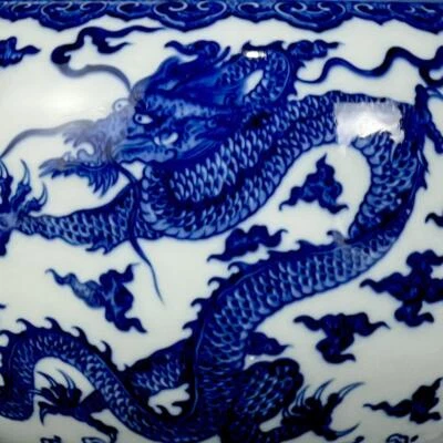 Kangxi Signed Old Chinese Blue and White Brush Washer W/dragon CK635