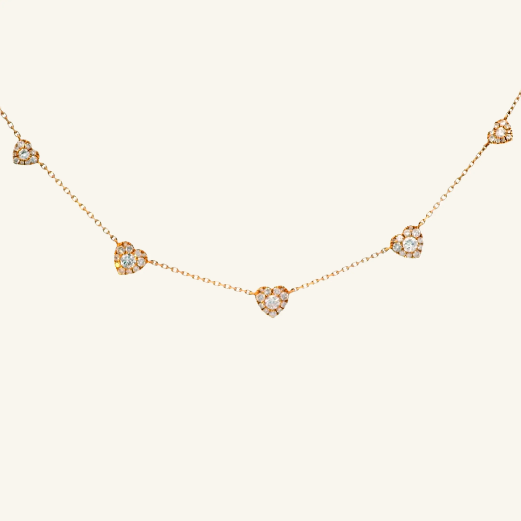 Five Diamond Heart Necklace