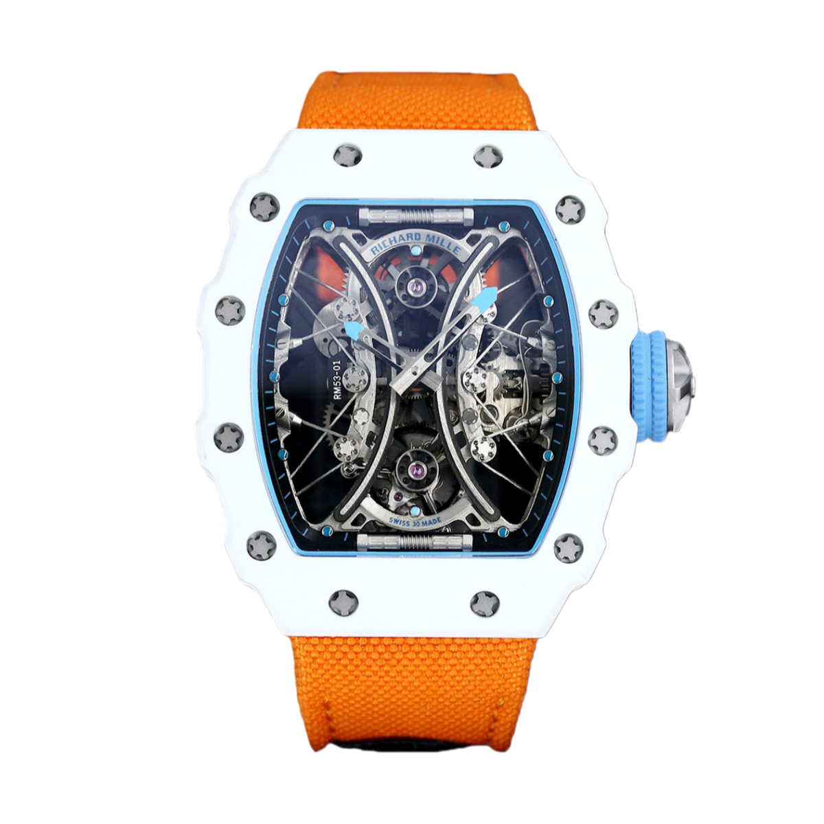 【7A Quality】Best Replica Richard Mille RM053-01 Richard Mille Pablo MacDonough in Orange Rubber Strap