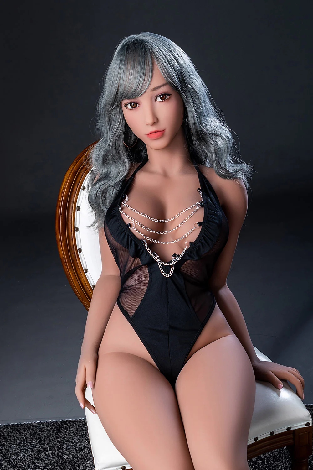Edith 5ft34/ 163cm #334 Head TPE Silver Curly Hair Beautiful Best Full Size Adult Sex Doll
