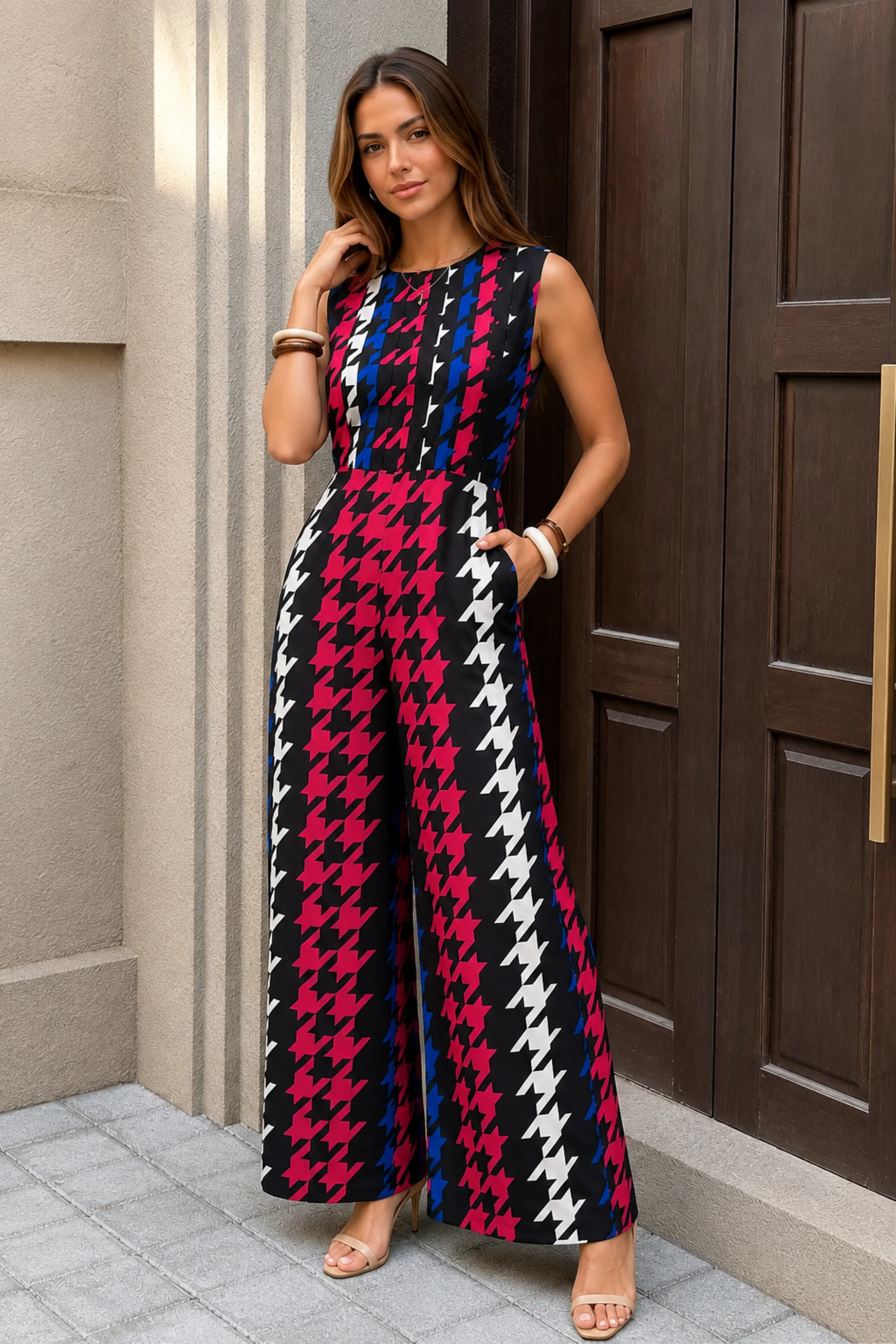 Tweed Print Jumpsuit