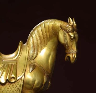 33CM Old Chinese Bronze Statue w/ horse N2931