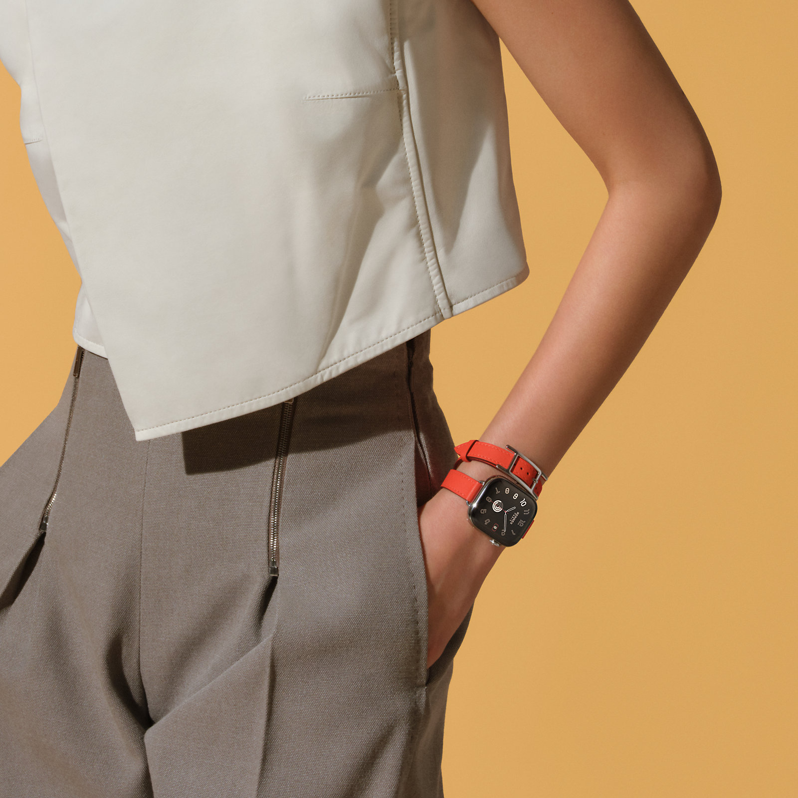 Series 11 case & Band Apple Watch Hermès Double Tour 42 mm Hapi Attelage