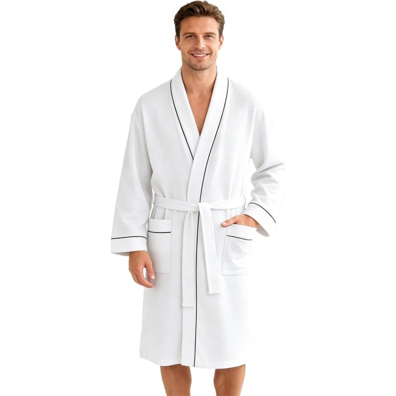 Men's Cotton Waffle Kimono Robe