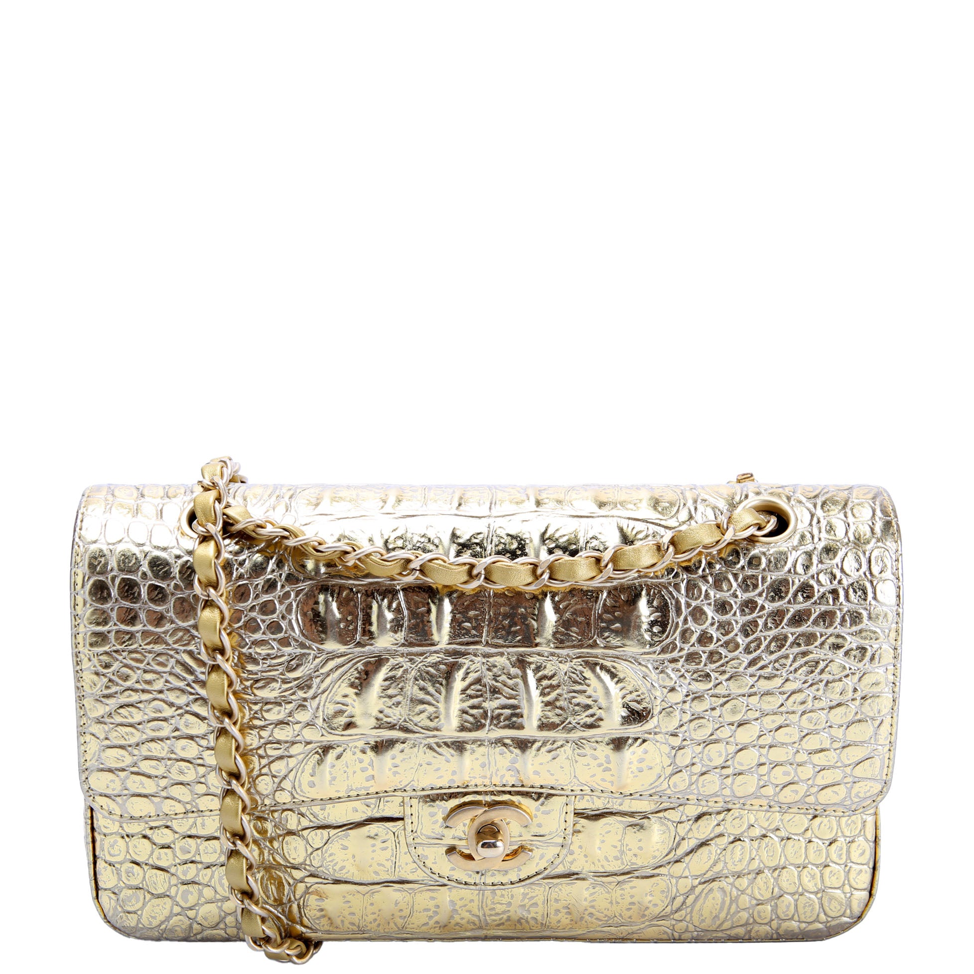 CHANEL Classic Flap Medium Crocodile Embossed Calfskin 27M Gold