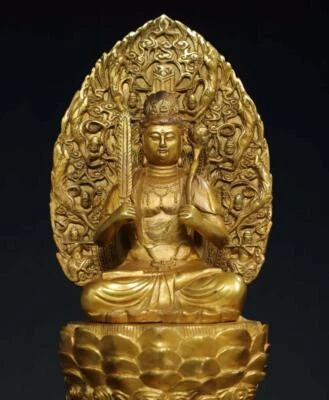 35CM Old Chinese Bronze Statue w/ Buddha N2844