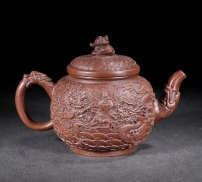 Yang Pengnian Signed Old Chinese Handmade Yixing Zisha Teapot w/dragon N145