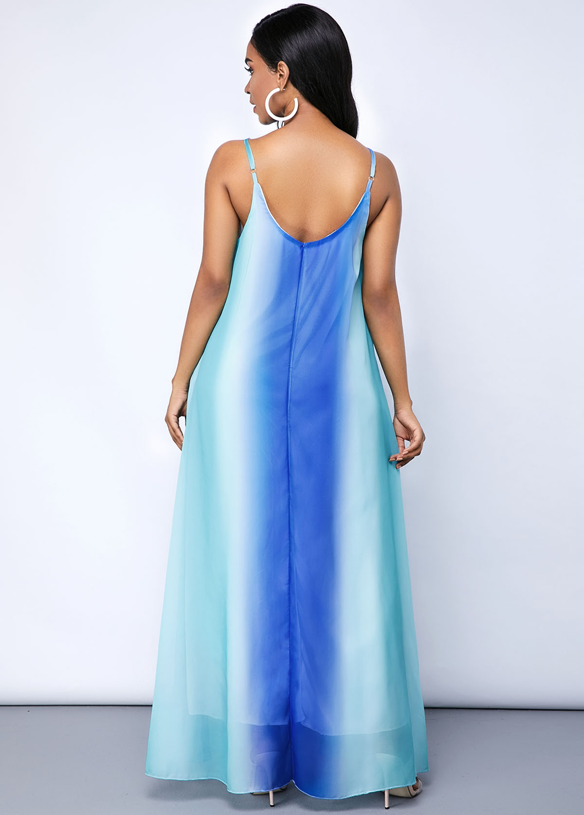 Pocket Tie Dye Print Spaghetti Strap Maxi Dress