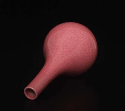 Tianqi Signed Old Chinese Pink Glaze Ge Kiln Vase