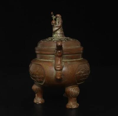 Old Chinese Bronze Incense Burner w/crane
