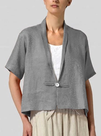 Cotton-Linen H Profile Buckle Fashion Small Coat