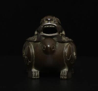 Chen Qiaosheng Signed Old Chinese Bronze or Copper Incense Burner w/kylin
