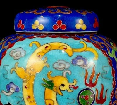 Signed Old Chinese Colour Enamel Lid Pot W/dragon CK657
