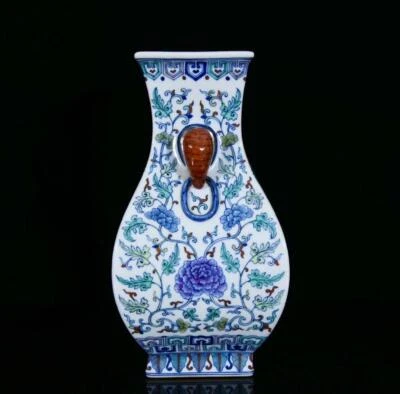 Qianlong Signed Old Chinese Doucai Vase Zun W/phoenix N3507