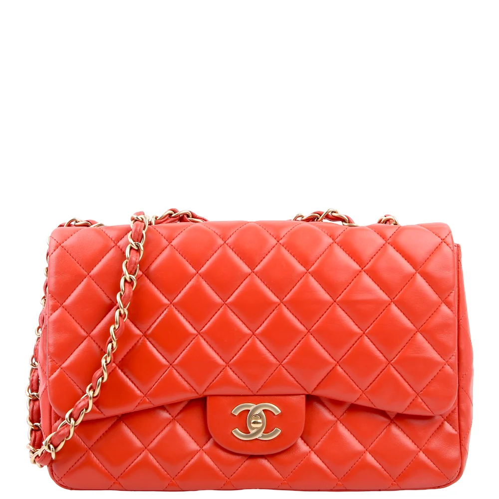 CHANEL Classic Flap Jumbo Lambskin 13M Orange/Gold