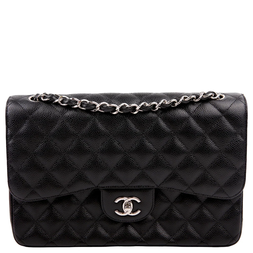 CHANEL Classic Flap Jumbo Caviar 25M Black/Silver